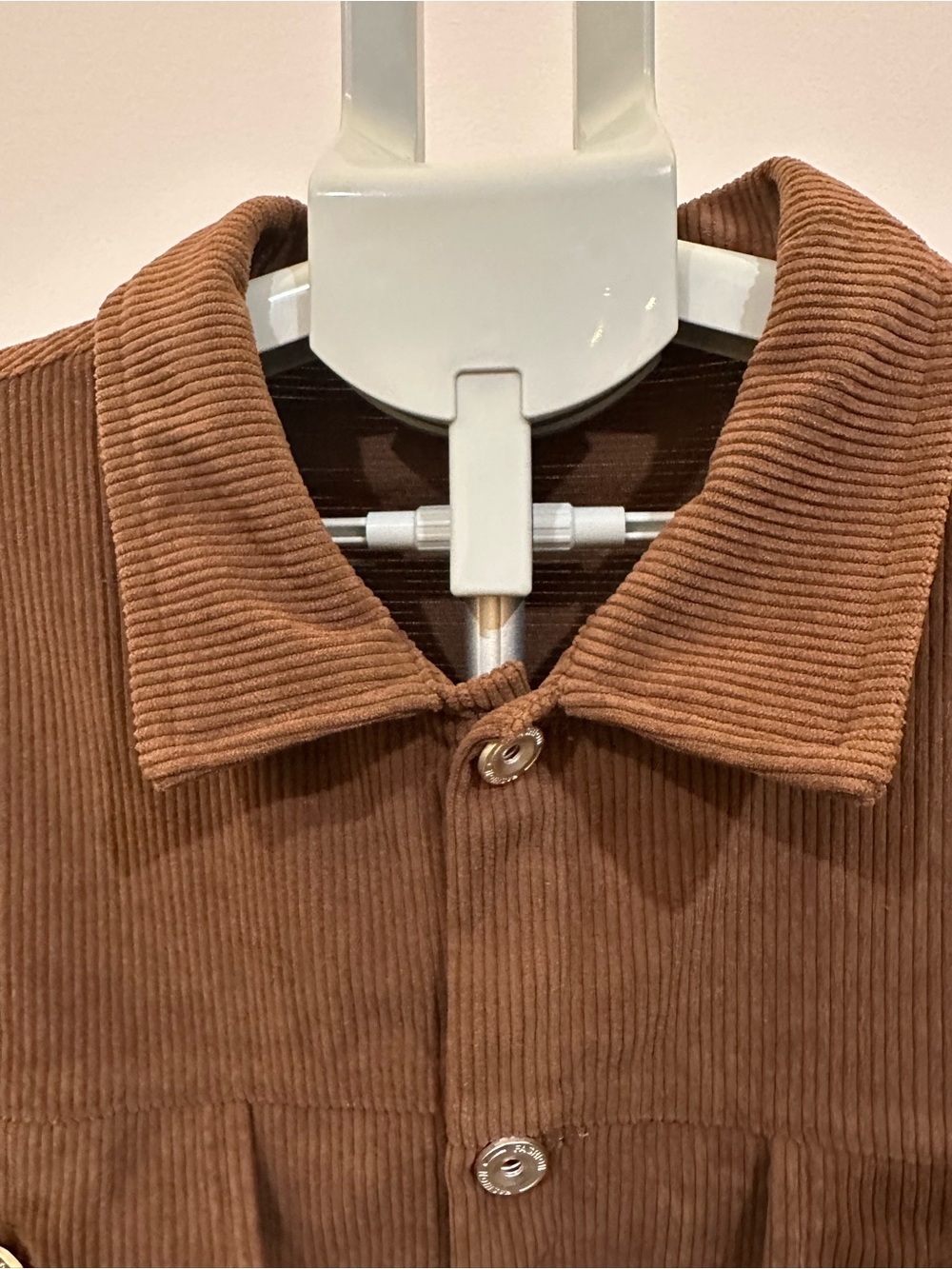 Corduroy Button-Up Jacket in Warm Brown